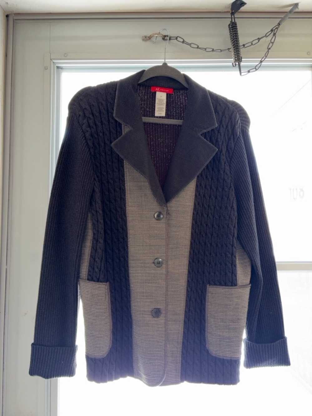 Anne Klein Black Ribbed Knit Jacket - Picture 3 of 5